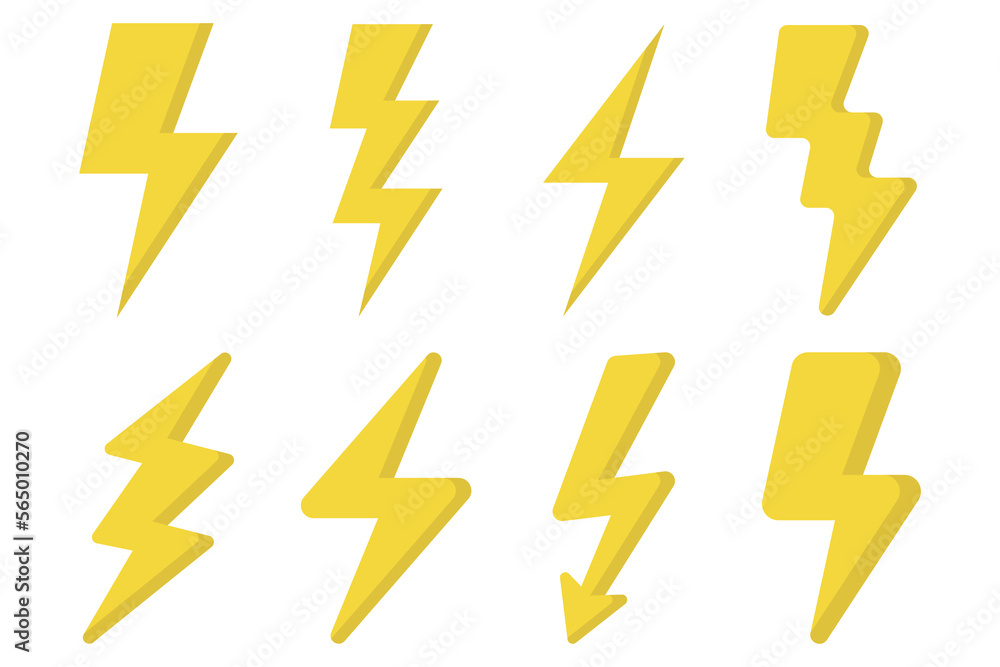 Set Of Eight Different Style Lightning Bolts Set Of Eight Different Style Lightning Bolts
