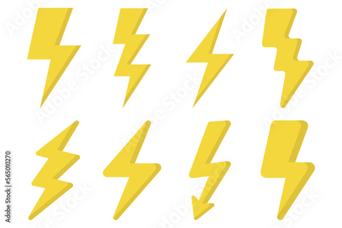 Set Of Eight Different Style Lightning Bolts