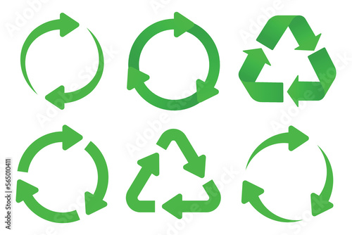 Set Of Multiple Green Recycle Signs