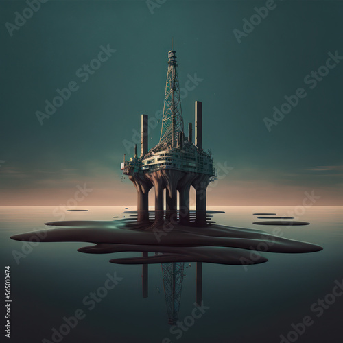 oil platform offshore to extract petroleum. generative ai © ArgitopIA