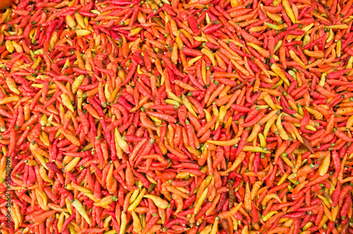 Chili peppers at a market in Lombok, Indonesia.