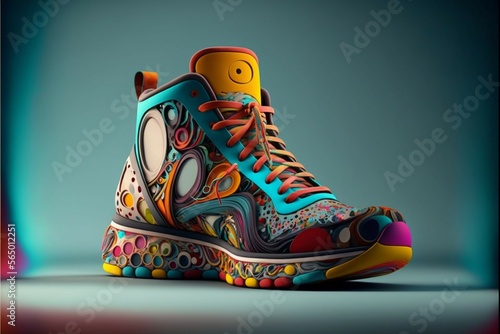 Photographie "Be the envy of your friends with these colorful and highly detailed 3D 8K shoes
