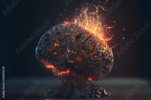 A thought-provoking image of a brain overflowing with ideas and innovation