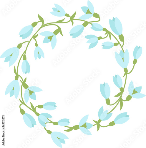 Wreath of snowdrop flowers flat icon