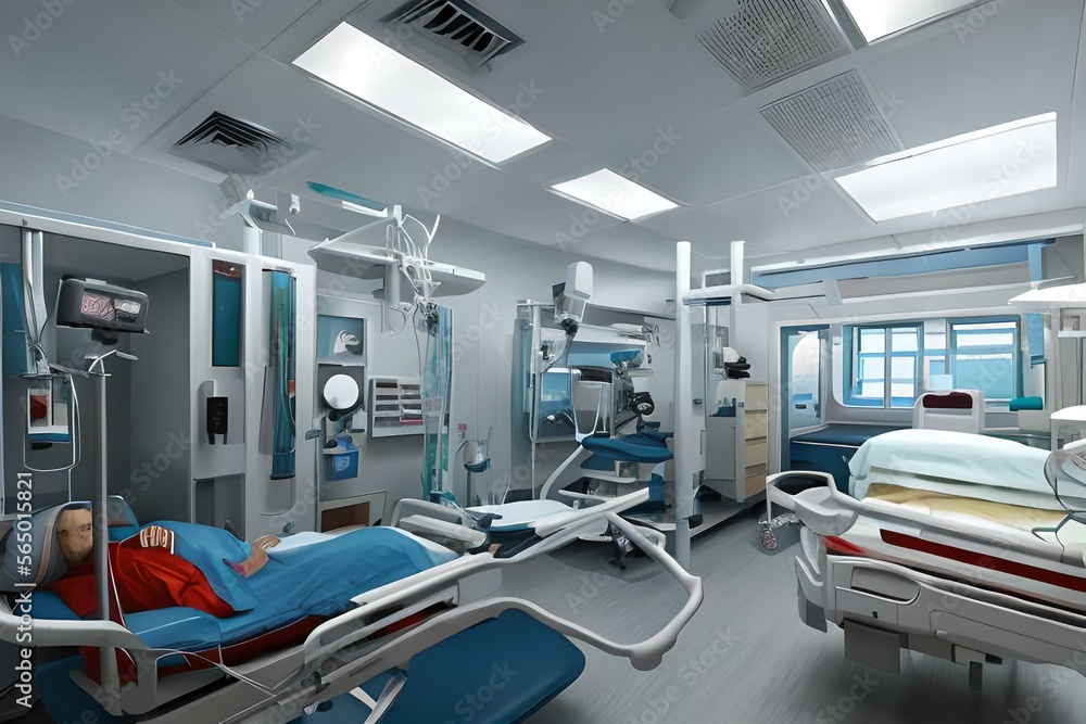 patient in hospital room. Generate AI. patient in hospital room. Generate AI.