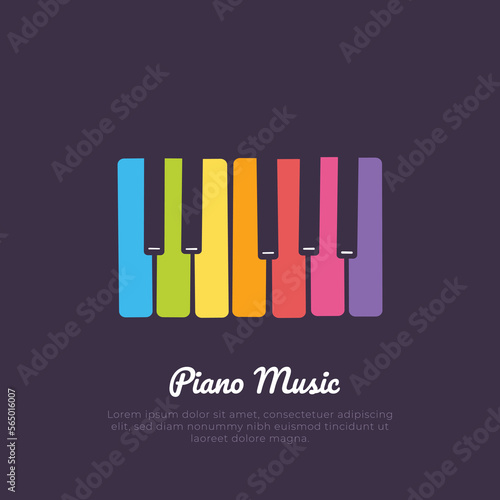 Rainbow colored piano keys vector illustration