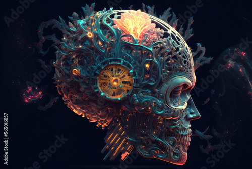 Neural Brain Network - Generative AI illustration photo