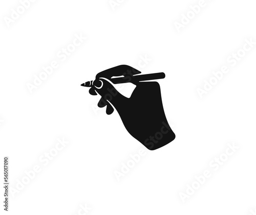 Hand writes with a pen or graphic pen, graphic design and element. Signing document, arm is writing, designer, author, writer or journalist, vector design and illustration