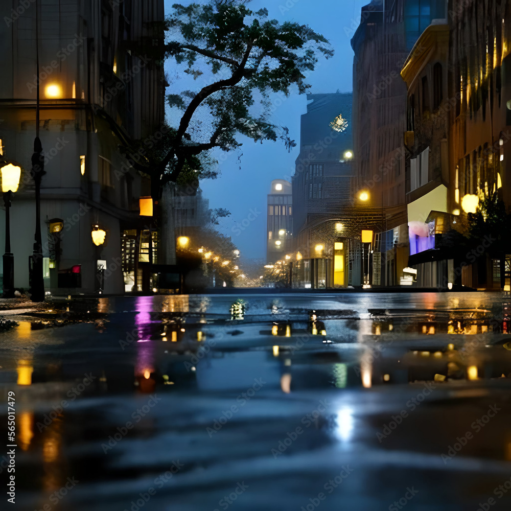 Empty streets after heavy rain