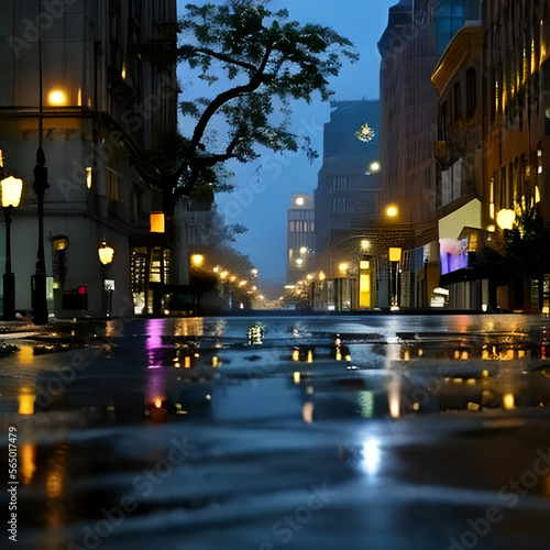 Empty streets after heavy rain