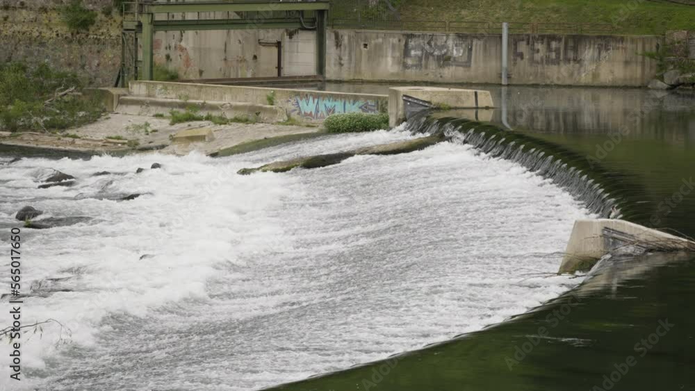 Flowing water design in Turin Italy in slow motion scene Flowing water design in Turin Italy in slow motion scene