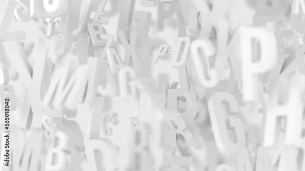 Cloud of letters moving in loop 3d Animation Cloud of letters moving in loop 3d Animation