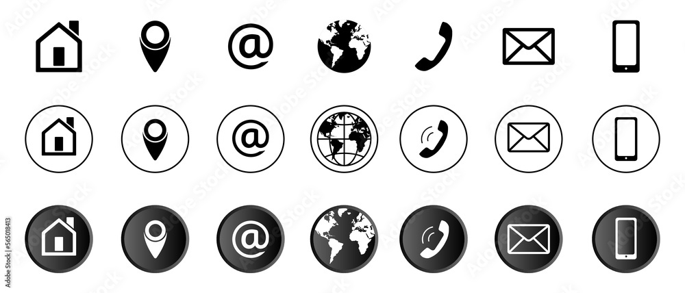 Business Contact us icon set symbol button. Vector illustration Business Contact us icon set symbol button. Vector illustration