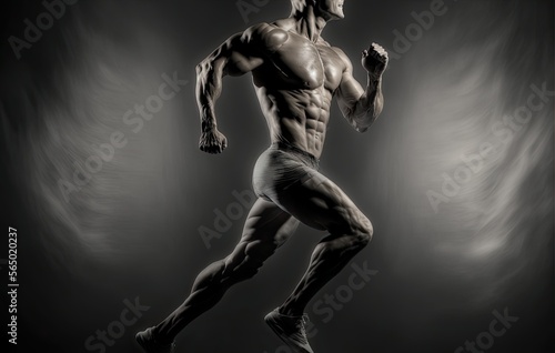 a muscular man running , ai generated