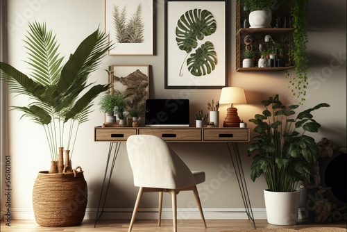 Stylish home office design , ai generated