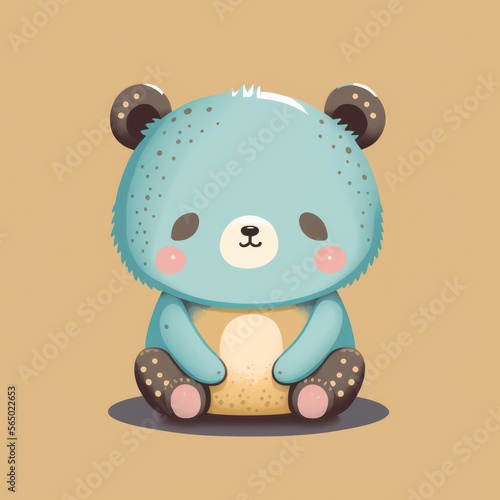 Cute animal. Baby bear illustration. Generative AI.