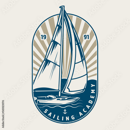 Sailing sport logotype vintage colorful
