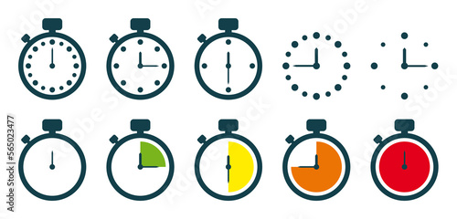Clock icon set. Timer clock. Vector Time and Clock icons set. Circle icon. Vector illustration eps 10