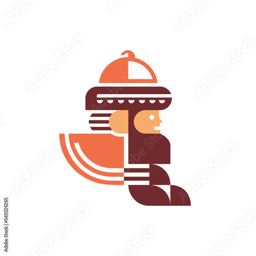 trojan mascot logo in line art 