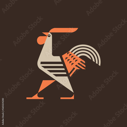 creative chicken logo with line art style