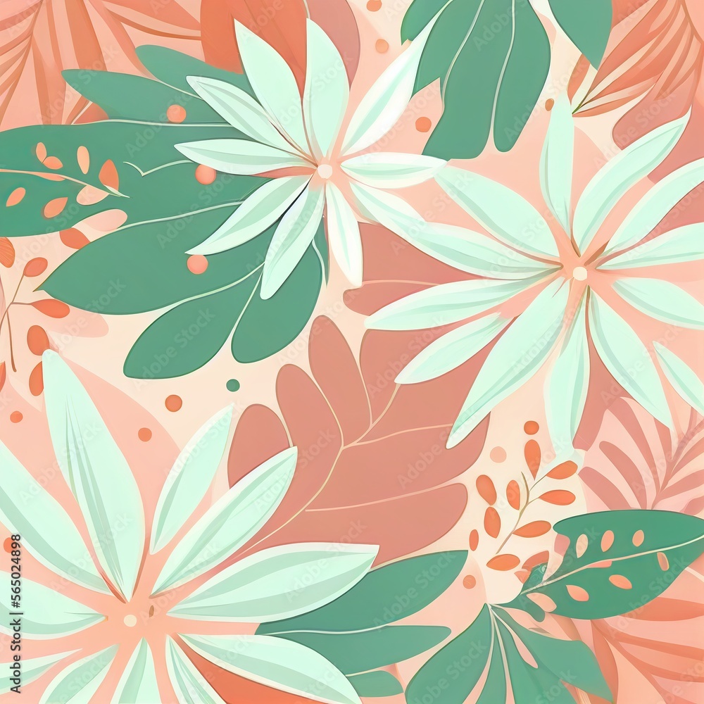 Floral background, template, in a flat style. Generative AI