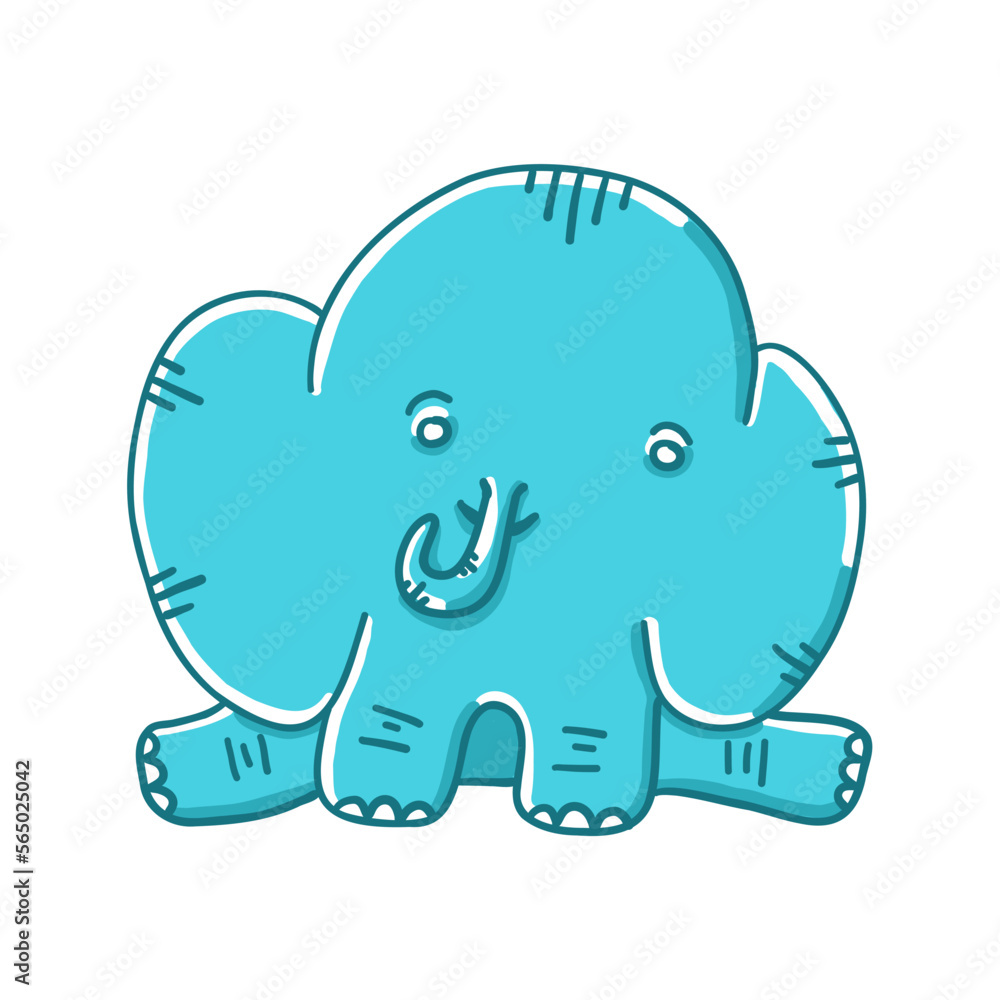 Elephant vector illustration in cartoon flat style isolated on white background. Elephant vector illustration in cartoon flat style isolated on white background.