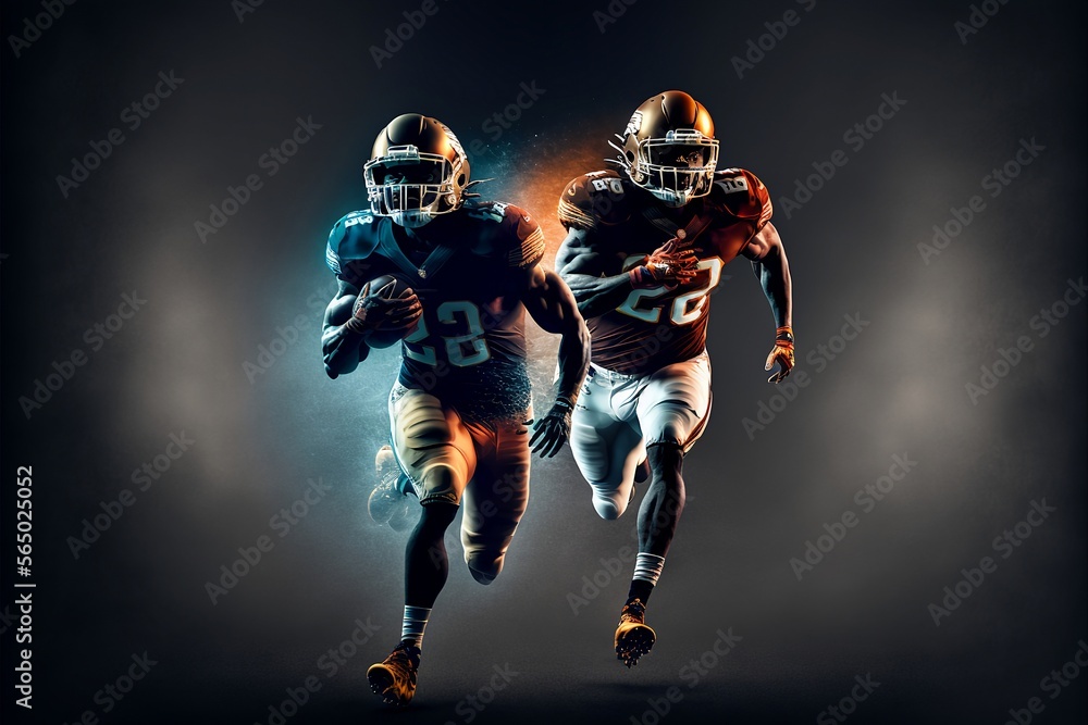 NFL players running. Generative AI. 
