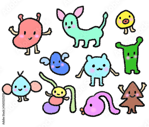 Collection of hand drawing cute characters, 손으로 그림 귀여운 캐릭터 모음