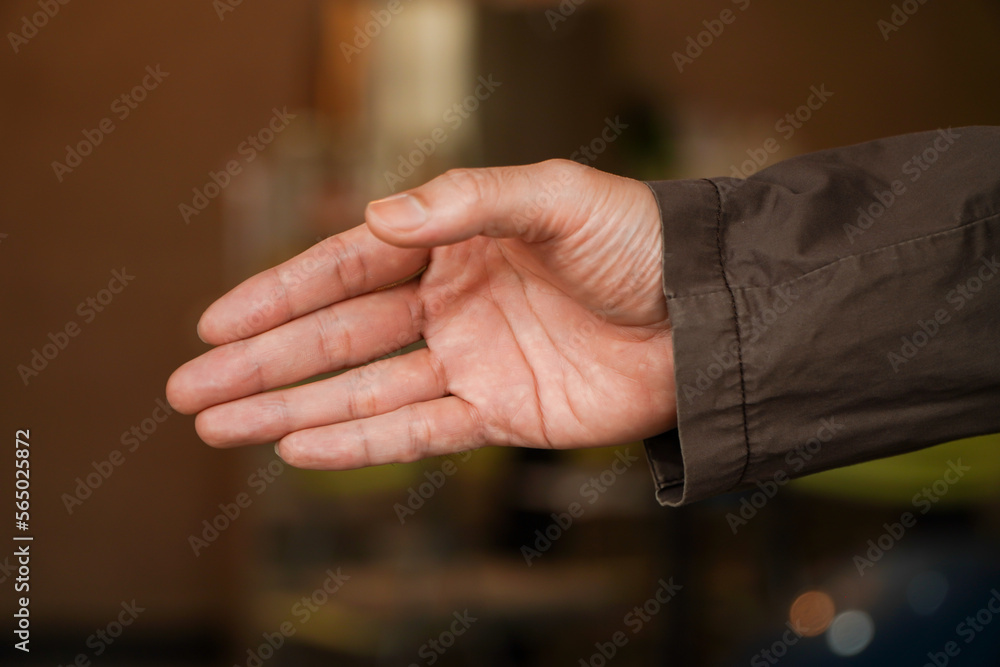 Fototapeta premium Businessman's hands wanting to shake hands on white background,business man want to shake hand