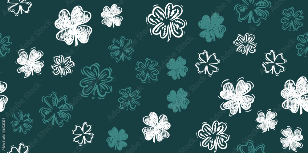 Saint Patricks Day, clover pattern, hand drawn illustrations. Saint Patricks Day, clover pattern, hand drawn illustrations.