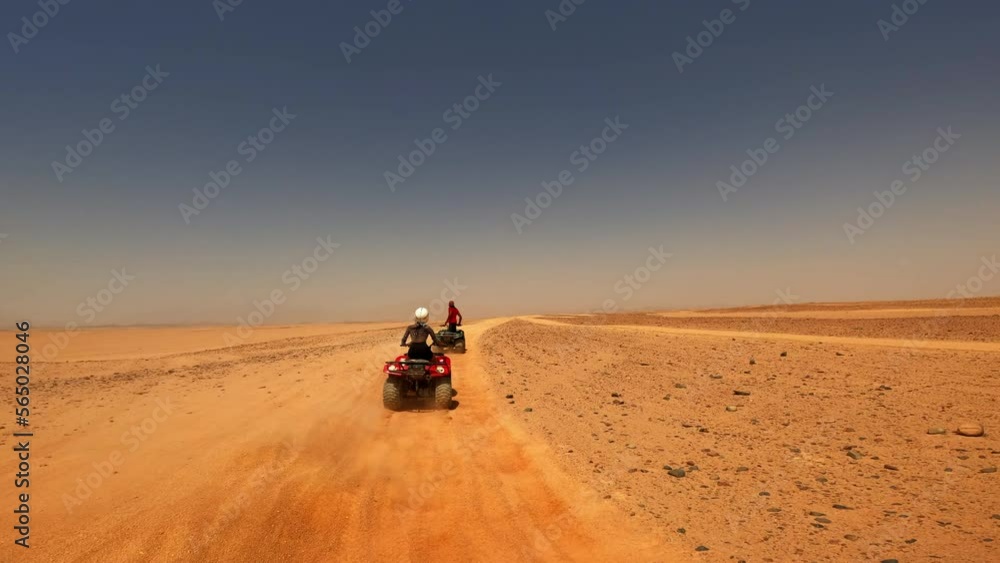 Off-Road Quad Bikes Safari in a Clean Desert in Egypt near Hurghada, Horizon View Off-Road Quad Bikes Safari in a Clean Desert in Egypt near Hurghada, Horizon View