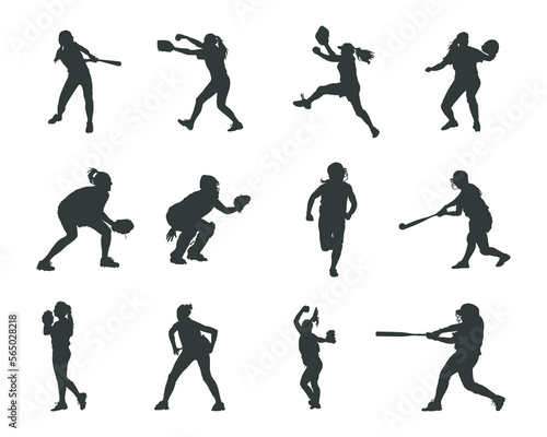 Softball player silhouettes, Softball silhouettes