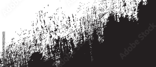 Black brush background. Black ink splash on backdrop. Brush stroke background for wallpaper, paint splatter template, dirt banner, watercolor design, dirty texture. Trendy brush background, vector