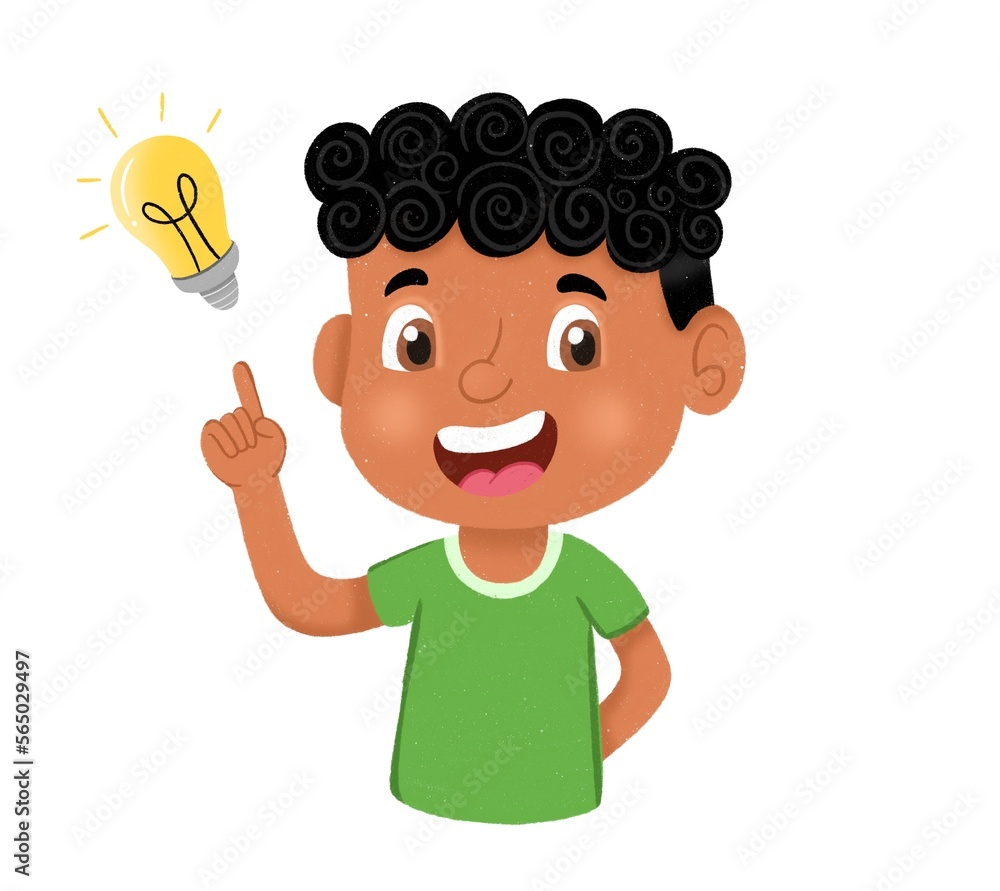 Boy with an idea drawn by hand Boy with an idea drawn by hand