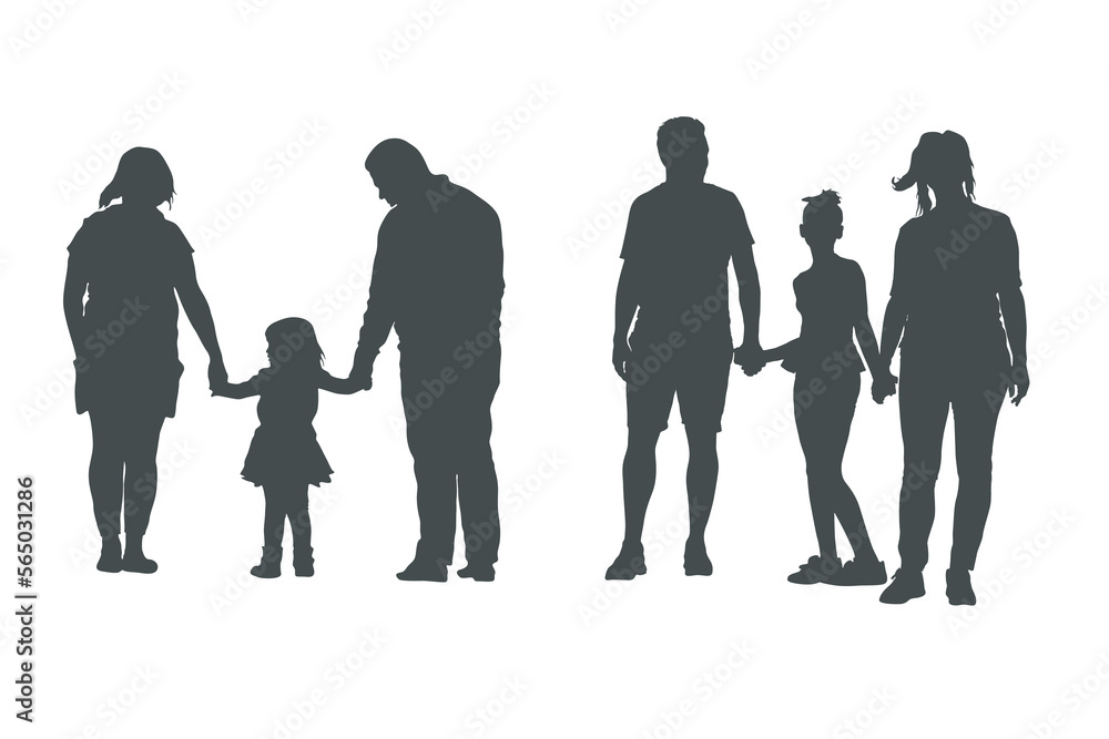 Family silhouettes, Happy family silhouette set -V02 Family silhouettes, Happy family silhouette set -V02