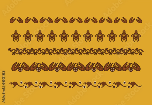 Printable aboriginal art border design set - Illustration