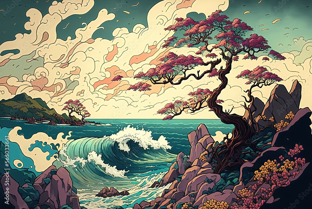 Amazing landscape artwork.  Stormy Seascape. 