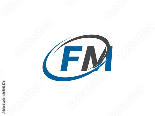 FM letter creative modern elegant swoosh logo design