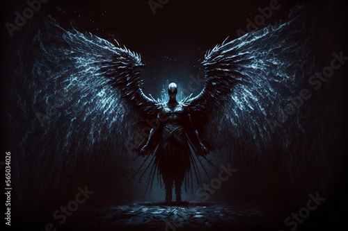 Fallen Angel of the Night. generative AI photo