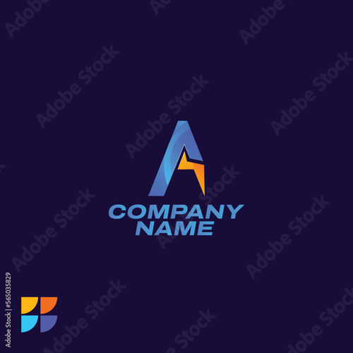 Custom abstract a letter with power shape logo design