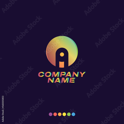Custom abstract circle shape a letter logo 