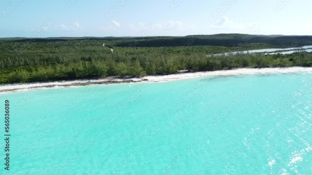 aerial view of the bahamas and the turquoise sea. the sun's rays reflect on the waves aerial view of the bahamas and the turquoise sea. the sun's rays reflect on the waves