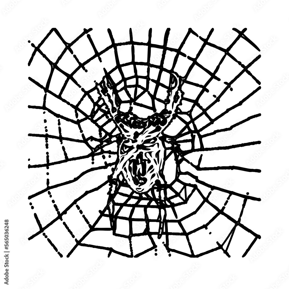 Obraz premium black and white sketch of spider with a transparent background
