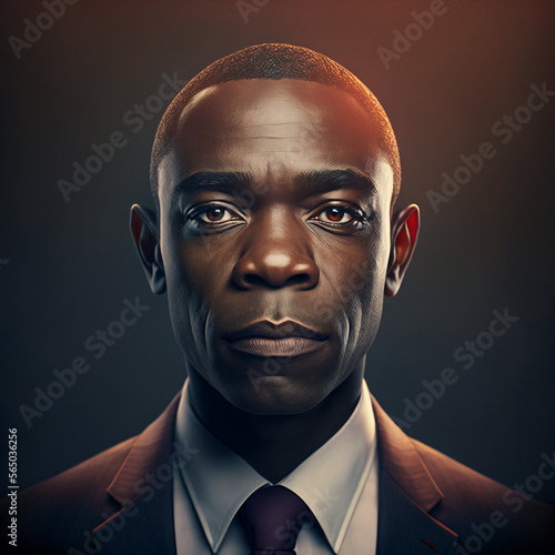 Generative ai black middle aged businessman posing isolated