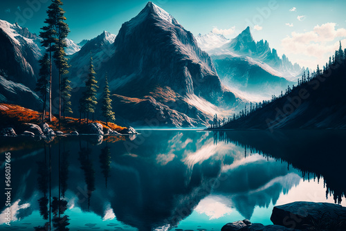 The image captures the beauty of a mountain lake © v.senkiv