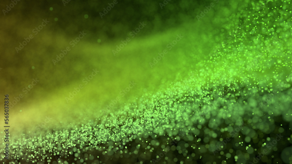3D macro rendering of field of bright, vibrant, sparkling particles. an abstract background