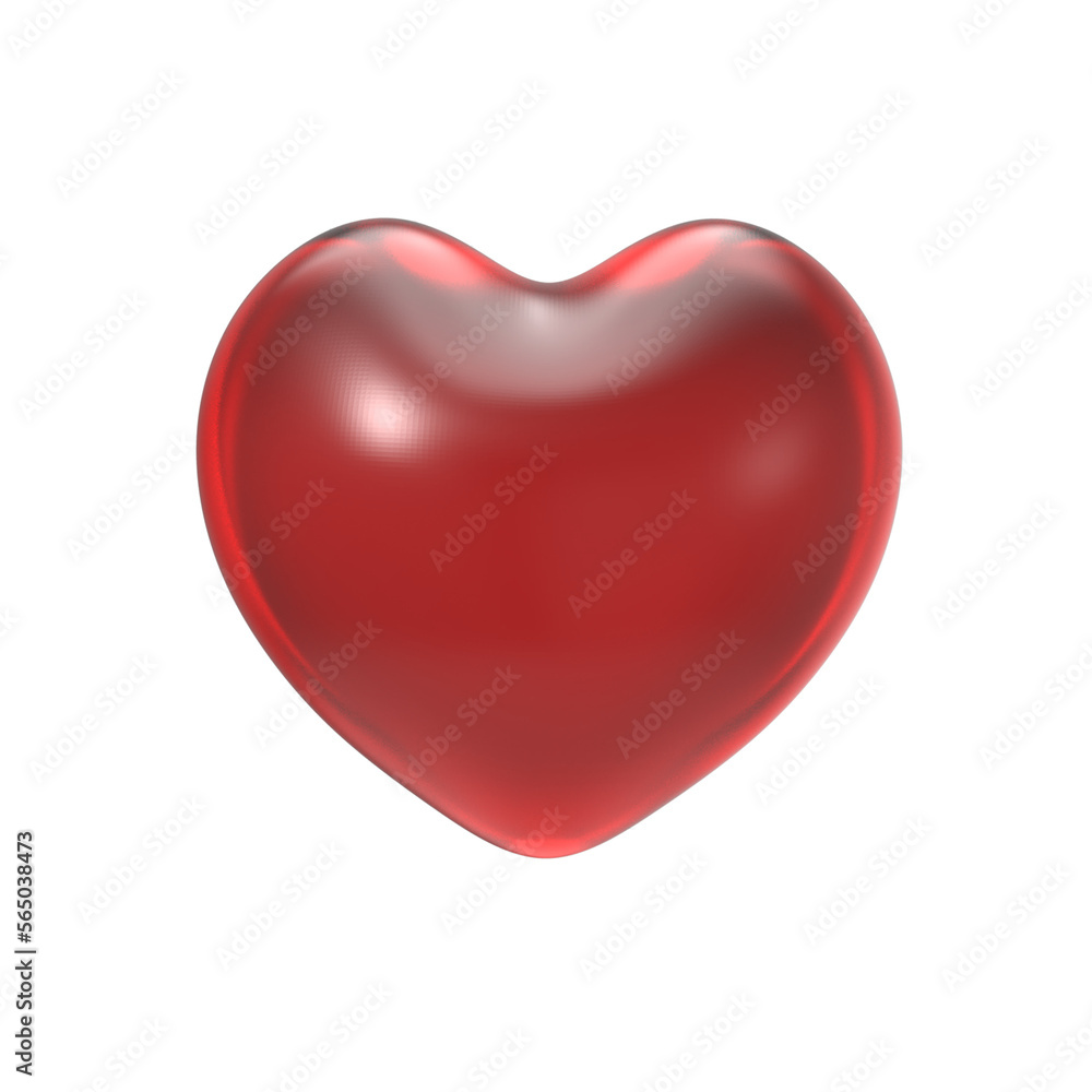 3D illustration of a red and transparent heart