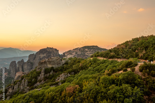 Sunset over the Hills at Meteora, Greece