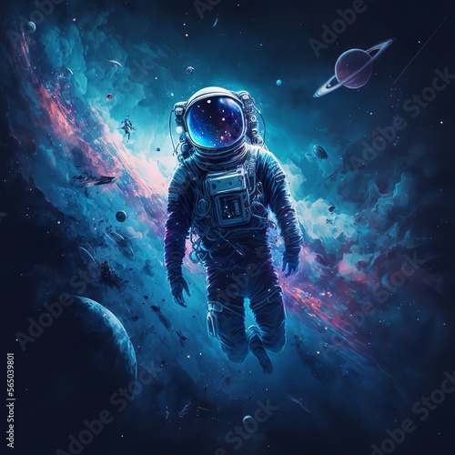 Astronaut in blue universe
