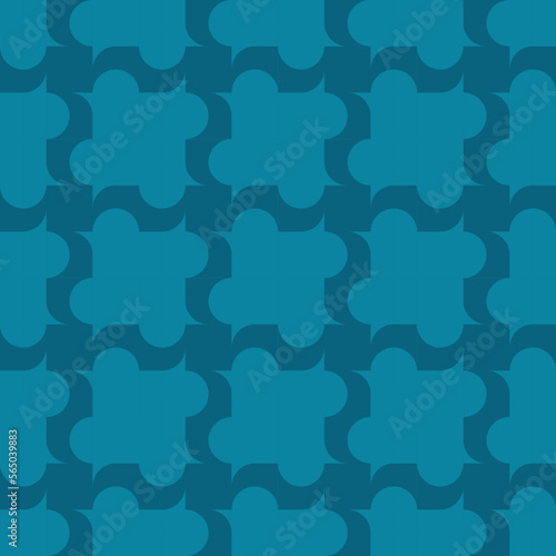 seamless blue victorian geometric pattern with mosaic ornament